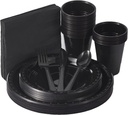 175 PCS Black Party Supplies Disposable Dinnerware Set Plastic Plates and Paper Napkins Cups Silverware Serve 25 Sets for Birthday Bridal Shower Wedding Engagement Graduation Parties