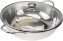 Stainless Steel Induction Cooker Pot with Glass Lid Dual Sided Hot Pot Divider Cookware Widened Handles for Easy Carrying Compatible with Gas and Induction Stoves