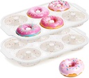 2 Pcs Silicone Donut Pan for Baking with Metal Reinforced Frame Nonstick 6 Cavity Donut Molds Doughnut Tray 3.25 Inch Large Bagel Molds(Cream)