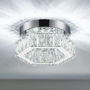 Mini Crystal Chandelier LED Flush Mount Ceiling Light Fixture, 7.8' x 3.94', Cool White for Bedroom, Hallway, Bathroom, Kitchen, Office