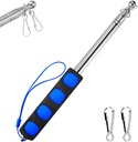 1.6M Telescopic Handheld Flagpoles with Clips, 5.25 Feet Thick Portable Stainless Steel Telescopic Banner Flag Pole - Tour Guide Flag Pole - Teaching Pointer Stick (5 Ft, Blue Black,1 Pack)