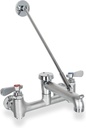 Commercial Mop Sink Faucet with Vacuum Breaker Wall Mount Service Sink Faucet 8 Inch Adjustable Center, Pail Hook, Rough Chrome-Plated Utility Sink Faucet