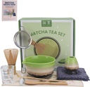 Matcha Whisk Set – 10 Pcs Matcha Set Whisk and Bowl – Ceremonial Matcha Kit, Matcha Starter Kit & Accessories – Japanese Matcha Set Gift for Tea Ceremony and Matcha Lovers (Tri-Color Glazed)