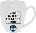 Custom Large Coffee Cups 16 oz. Set of 100, Personalized Bulk Pack - Perfect for Tea, Espresso, Cappuccino, Hot Cocoa - White