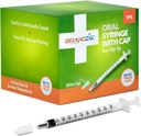 1ml Syringe with Cap (100 Pack) | Oral Dispenser Without Needle, Luer Slip Tip, | Sterile Individually Wrapped Medicine Dropper for Infants, Pets and Colostrum Collector