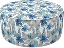 LVTXIII Outdoor/Indoor Inflatable Ottoman, All Weather Round Footrest Stool with Handle D31”x H14”, Portable Pouf for Patio Garden Camping or Home Decoration, Clemens Noir Blue