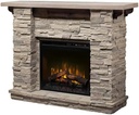 Dimplex Featherston Electric Fireplace with Mantel Surround Package | Pine with Gray Stone-Look, Includes 28" Electric Firebox Heater | 1500W | LED Flames | Remote Control | #GDS28L8-1152LR