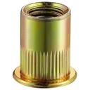 20Pcs Rivet Nut M12 Metric Yellow Zinc Plated Finish Flat Head Rivnut Threaded Insert Nut Knurled Body